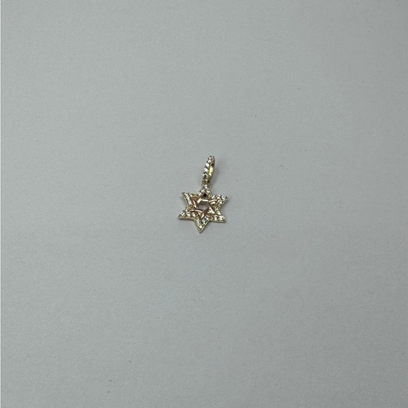 14k Solid Gold Two Tone Star of David CZ Pendant - Picture 6 of 8